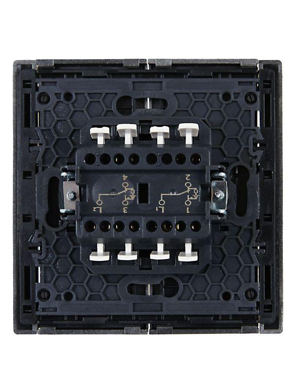 Выключатель проходной 2-кл. СП FORTE&PIANO 10А FP508 с индикацией сталь IEK FP-V22-1-10-1-K46