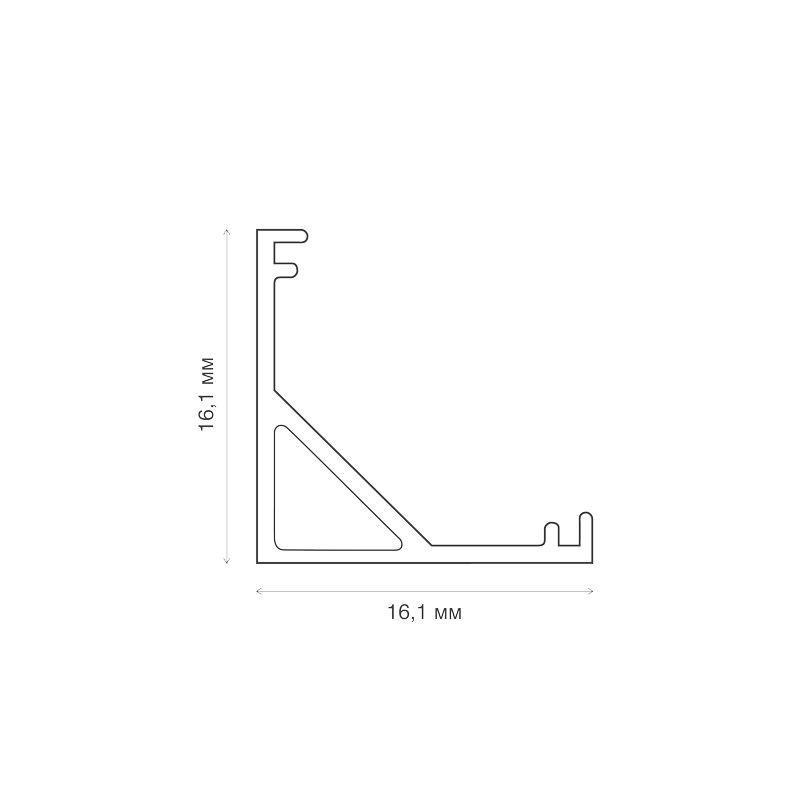 Комплект углового алюм. профиля с рассеивателем 16х16мм 1м Rexant 146-402-1