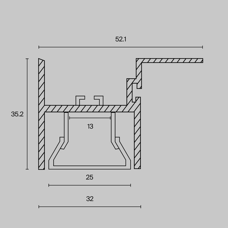 Профиль алюминиевый для натяжного потолка 52х35 Maytoni ALM012S-2M