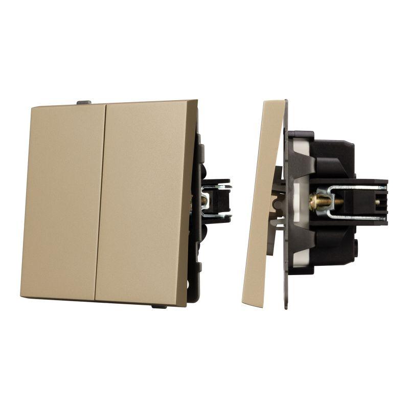 Механизм выключателя двухклавишный непроходной SWT-TENDO-MK02-SFPL-GD 230В 10А Arlight 054545