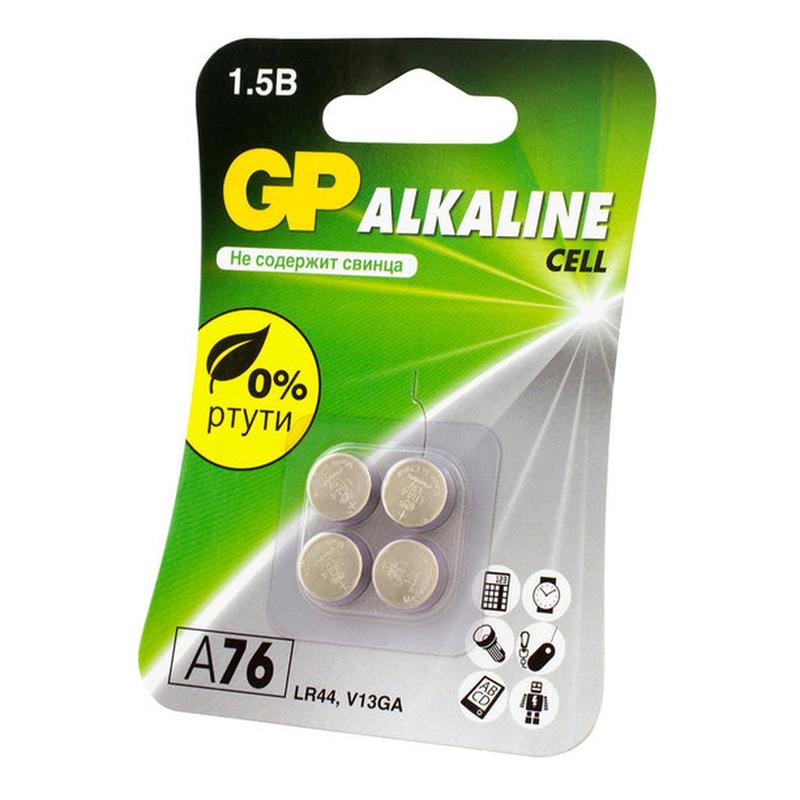 Элемент питания алкалиновый "таблетка" LR44/LR1154/AG13/G13 1.5В (блист.4шт) GP 12288