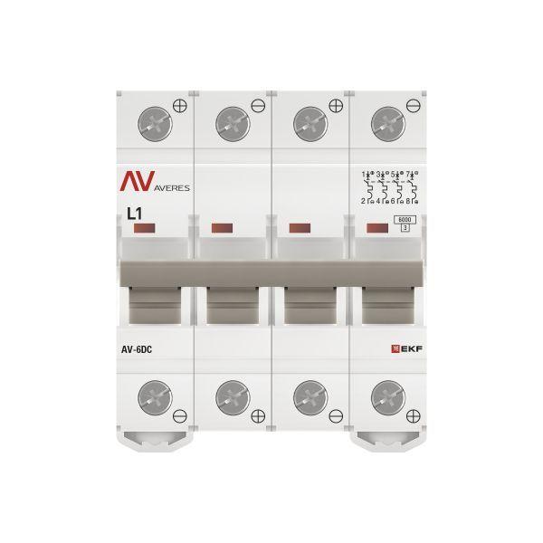 Выключатель автоматический модульный 4п L 1А 6кА AV-6 DC AVERES EKF mcb6-DC-4-01L-av