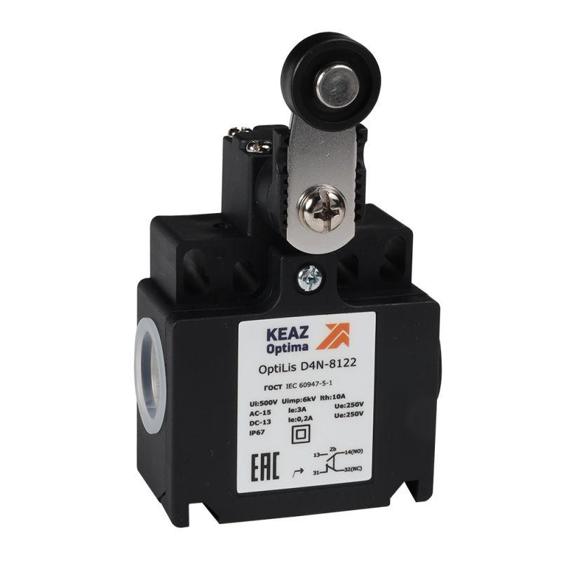 Выключатель концевой OptiLiS D4N-8125 рычаг метал. с роликом метал. EN 50047 XCKT2119P16 КЭАЗ 365321