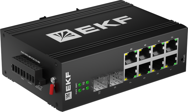 Коммутатор управляемый промышленный уровня L2 ML2-2GX/SFP-8GTP 2 порта 1000Base-X SFP 8 портов 10/100/1000Base-T(X) RJ45 c PoE монтаж на DIN-рейку TSX EKF TSX-ML2-2GX/SFP-8GTP