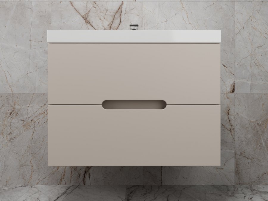 Тумба подвесная "Матис 80", Classic 80, (2 ящика), КРЕМ, ЭМАЛЬ