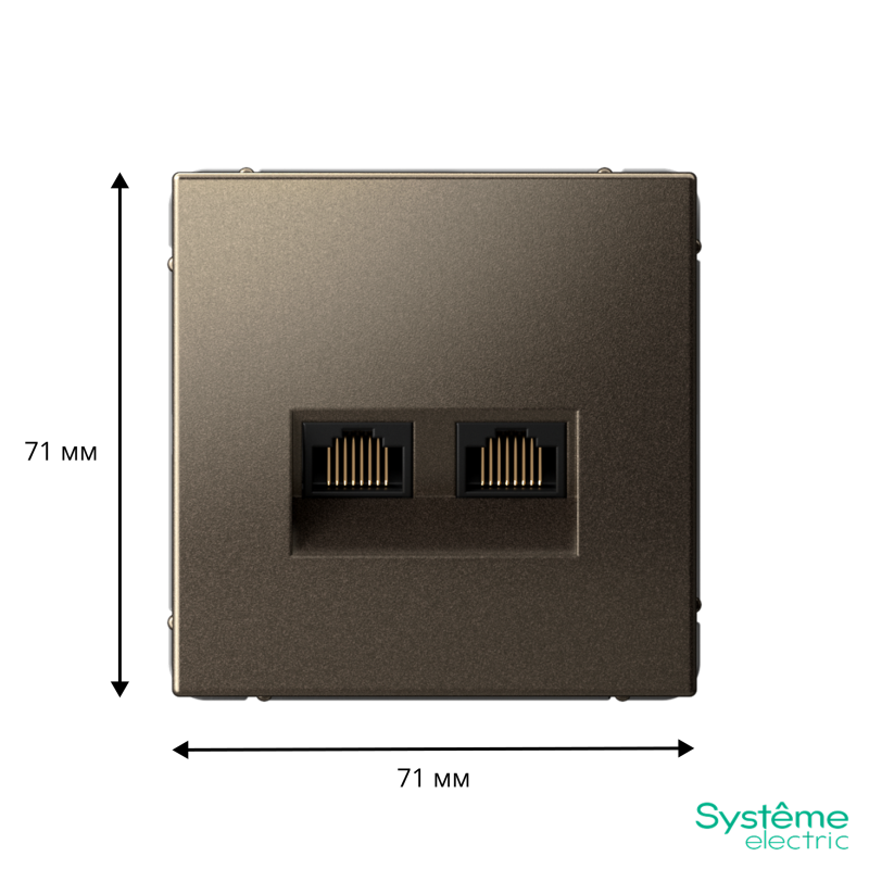 Розетка компьютерная 2-м ArtGallery RJ45 + RJ45 кат.5E механизм мокко SE GAL000685