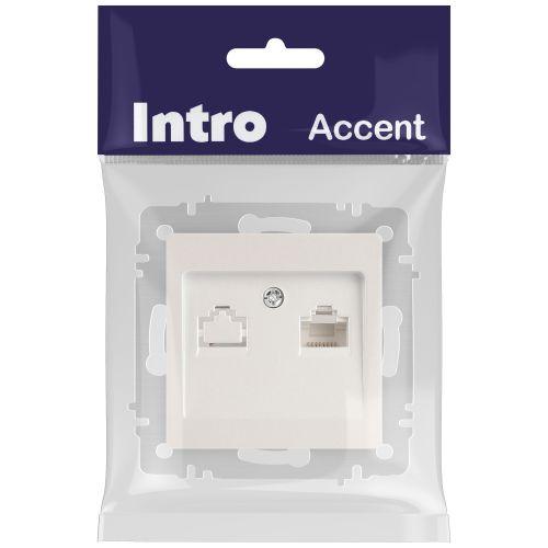 Розетка компьютерная 1-м СП Accent 6-303-06 RJ45 IP20 перламутр. Intro Б0063636