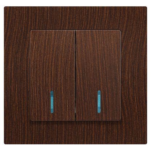 Выключатель 2-кл. СП Accent 6-105-10 10А IP20 250В с подсветкой AL/CU венге Intro Б0063527