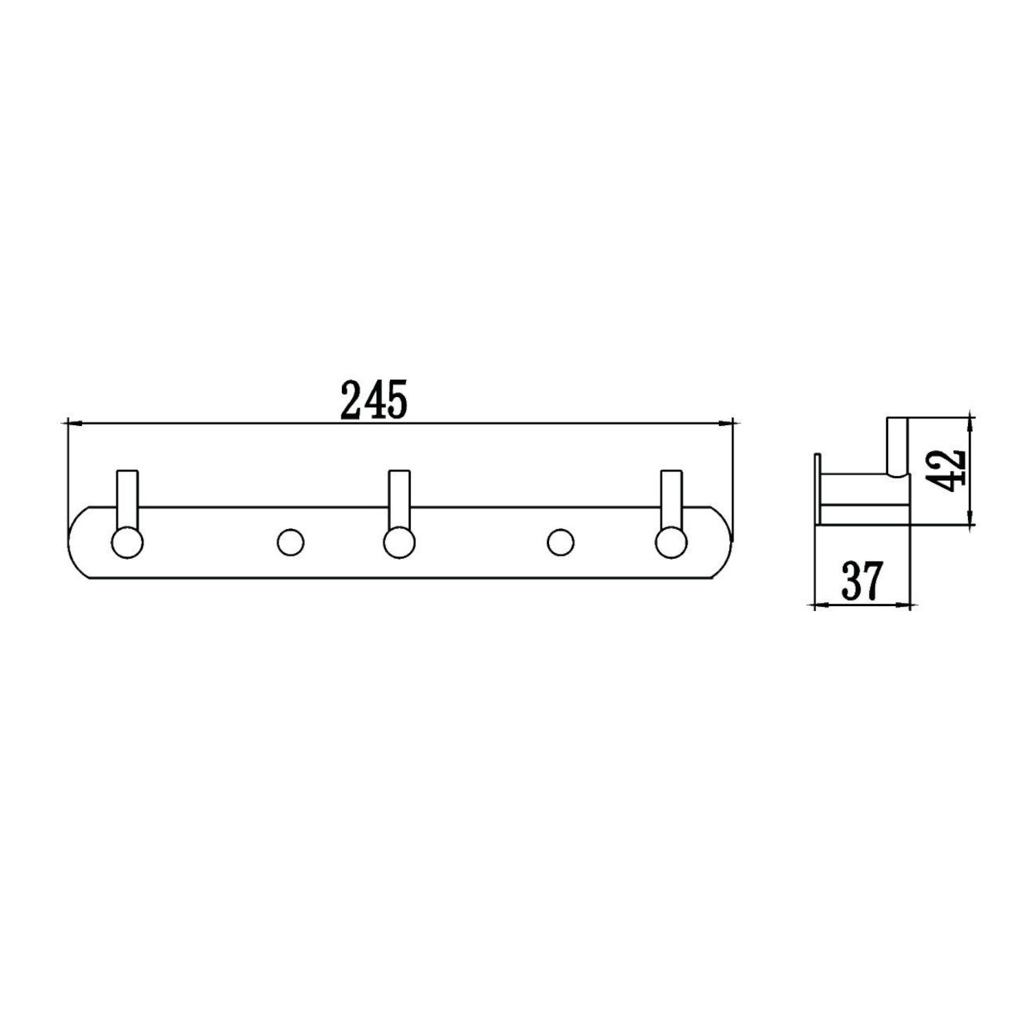 Планка с крючками Savol S-007213, хром