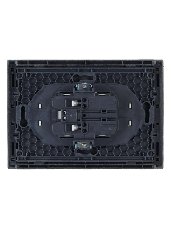 Розетка 2-м СП FORTE&PIANO FP525 10А без заземл. защ. шторки безвинт. крепл. сталь IEK FP-R23-10-1-K46