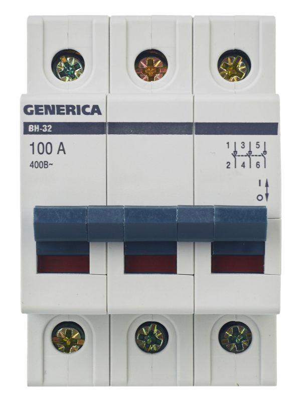 Выключатель нагрузки (мини-рубильник) 3п 100А ВН-32 GENERICA MNV15-3-100