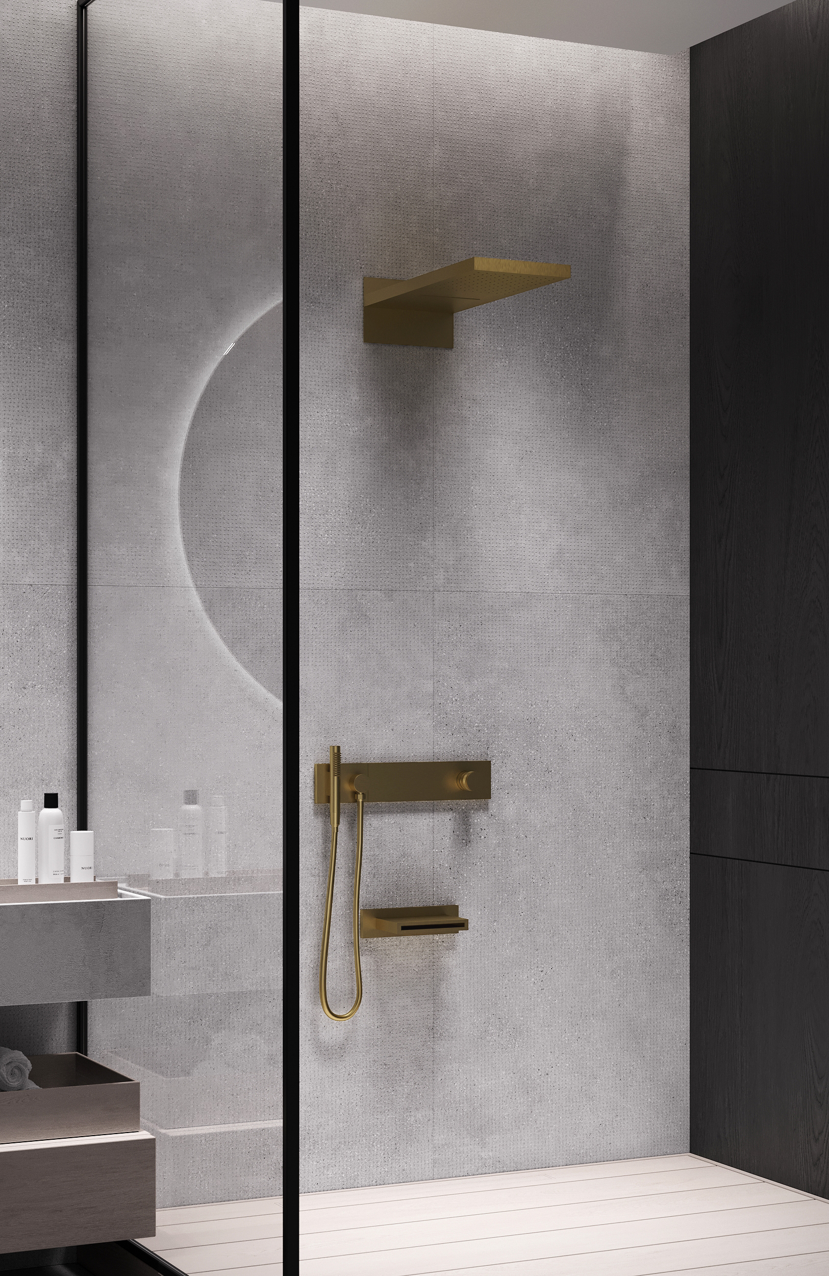 Встроенная душевая система  ZODIAC с термостатом, трехпозиционная NIKEL BRUSH