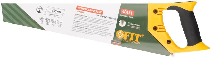 Ножовка по дереву средний каленый зуб 7 ТPI 2D заточка пластиковая прорезиненная ручка 400мм FIT 40431