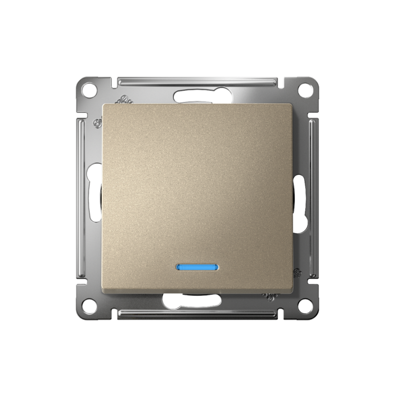 Выключатель 1-кл. AtlasDesign (сх. 1а) 10AX с подсветкой быстрозажим. клем. механизм шампань SE ATN000513S