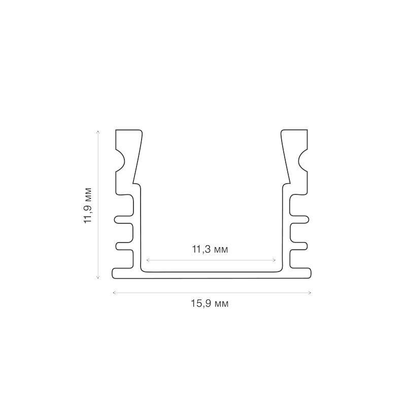 Комплект накладного алюм. профиля с рассеивателем 16х12мм 1м Rexant 146-401-1