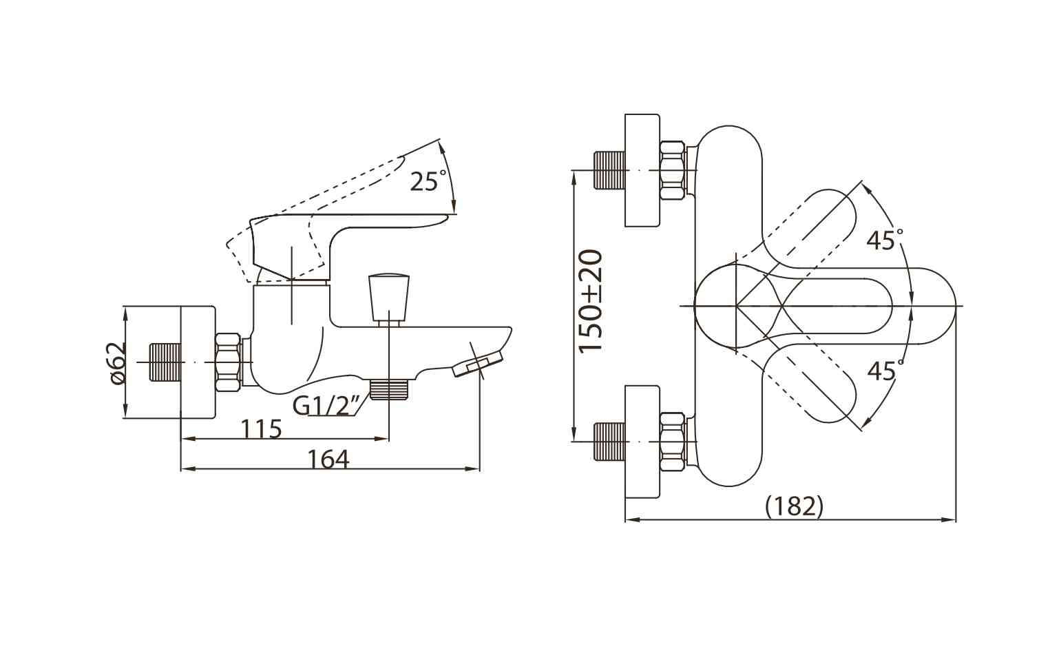 Смеситель для ванны и душа BelBagno RENO REN-VASM-CRM