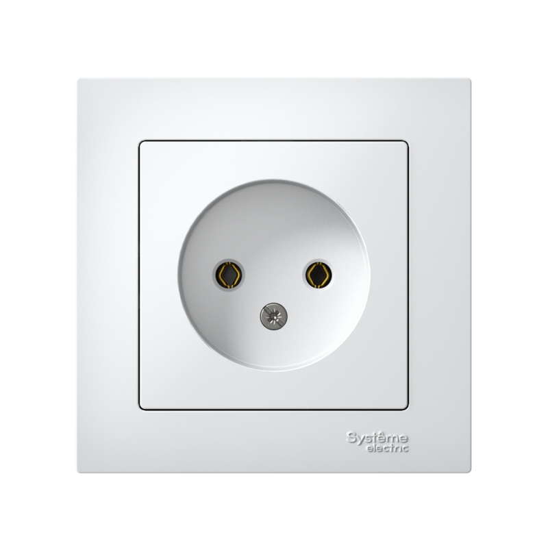 Розетка 1-м СП AtlasDesign 16А IP20 без заземл. в сборе бел. SE ATN000140
