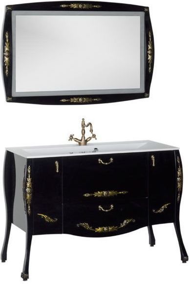 Комплект мебели Aquanet Виктория 120 черный/золото