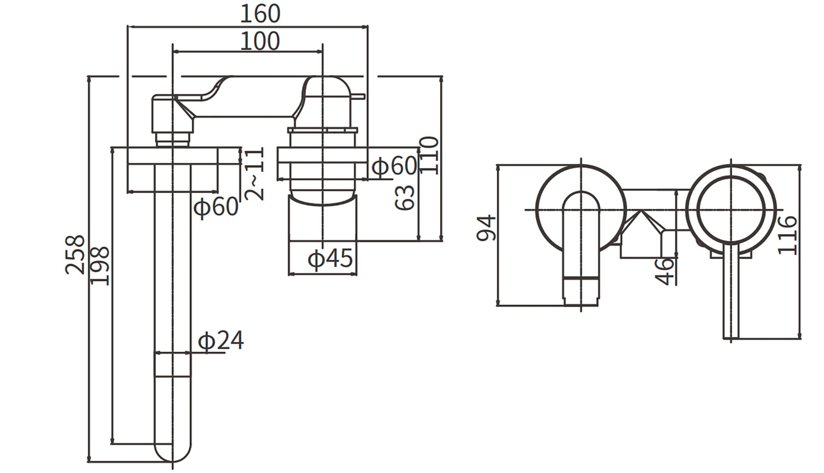 Смеситель для раковины ARROW AG4201, с внутренней частью, хром