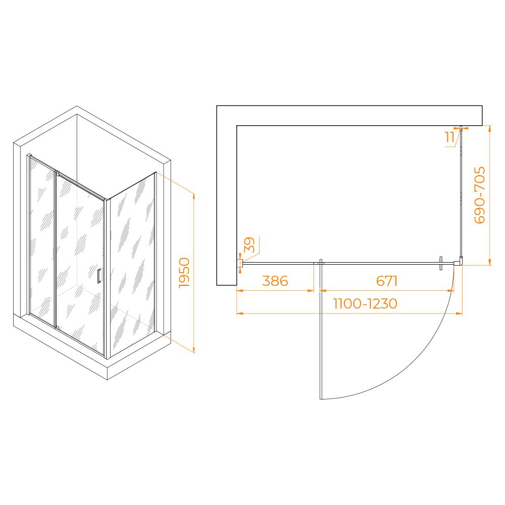 Душевой уголок RGW PA-078 (RGW PA-008 + Z-050-2), 350807817-11