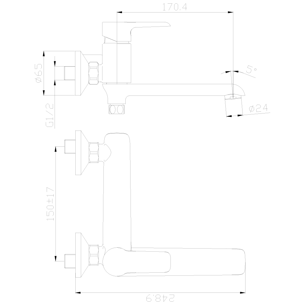 Смеситель для ванны Rossinka W (W35-33)