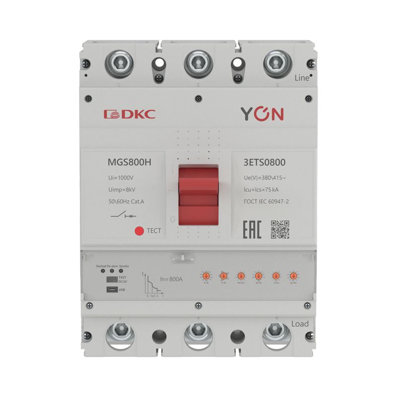 Выключатель автоматический в литом корпусе MGS800H 3P 320-800А 75кА с электронным расцепителем ETS YON MGS800H-3ETS0800