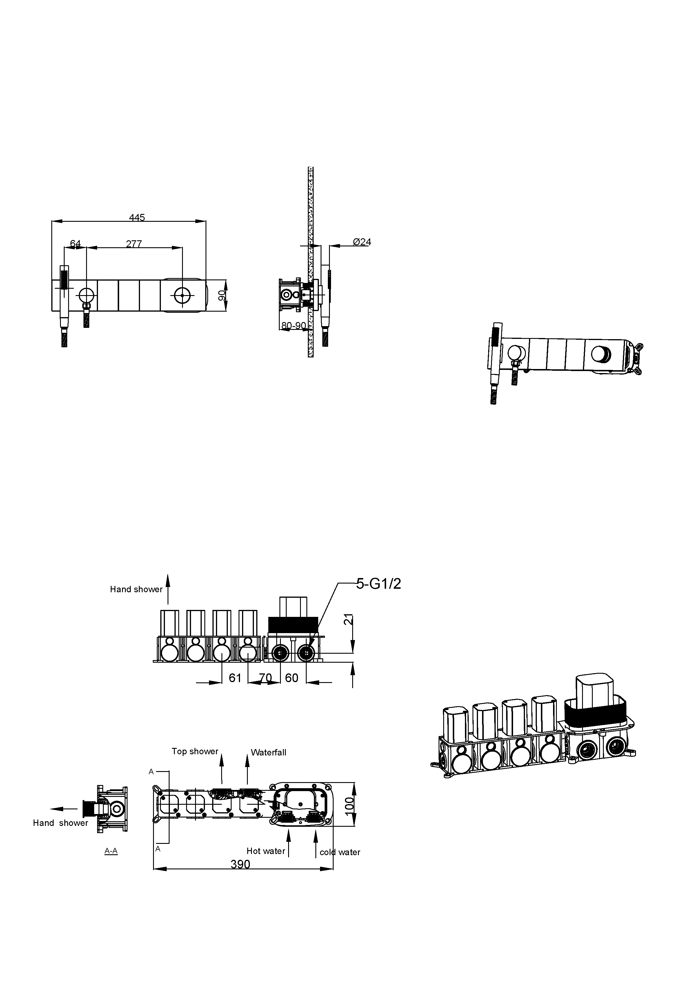 Смеситель ZODIAC с ручным душем GOLD