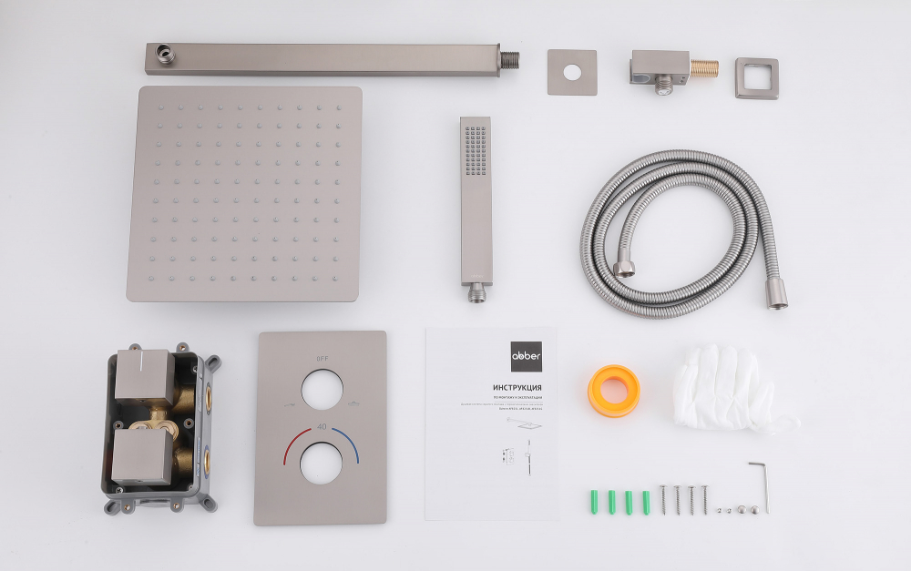 Душевая система ABBER Daheim AF8251SP скрытого монтажа без излива, термостат, сатин