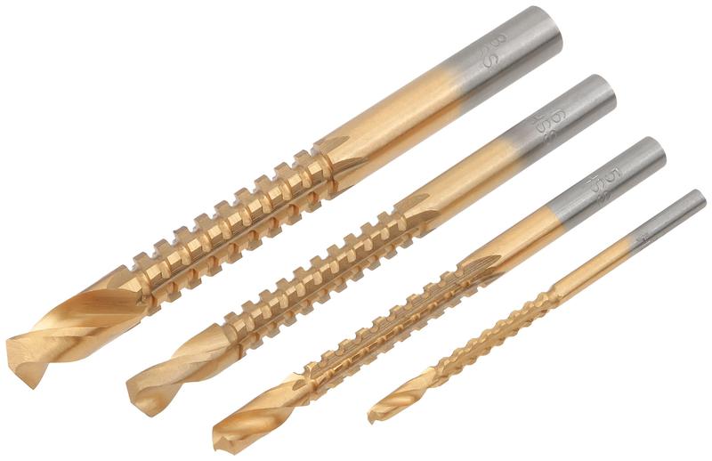 Сверло-фреза универсальное 3/5/6/8мм титановое покрытие набор 4шт FIT 36414