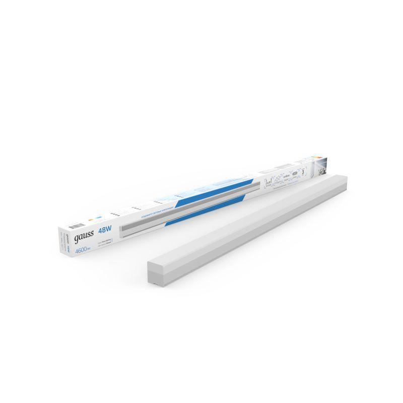 Светильник светодиодный Shop Lighting 48Вт 6500К IP40 4600лм 1180х70х55мм ДПО подвесной линейный матов. рассеив. бел. GAUSS 883525348