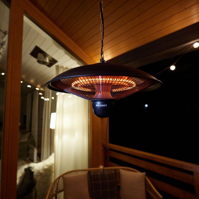 Обогреватель электрический инфракрасный подвесной в корпусе из нержавеющей стали 1.5кВт 3 режима обогрева механическая регулировка Rexant 60-0061