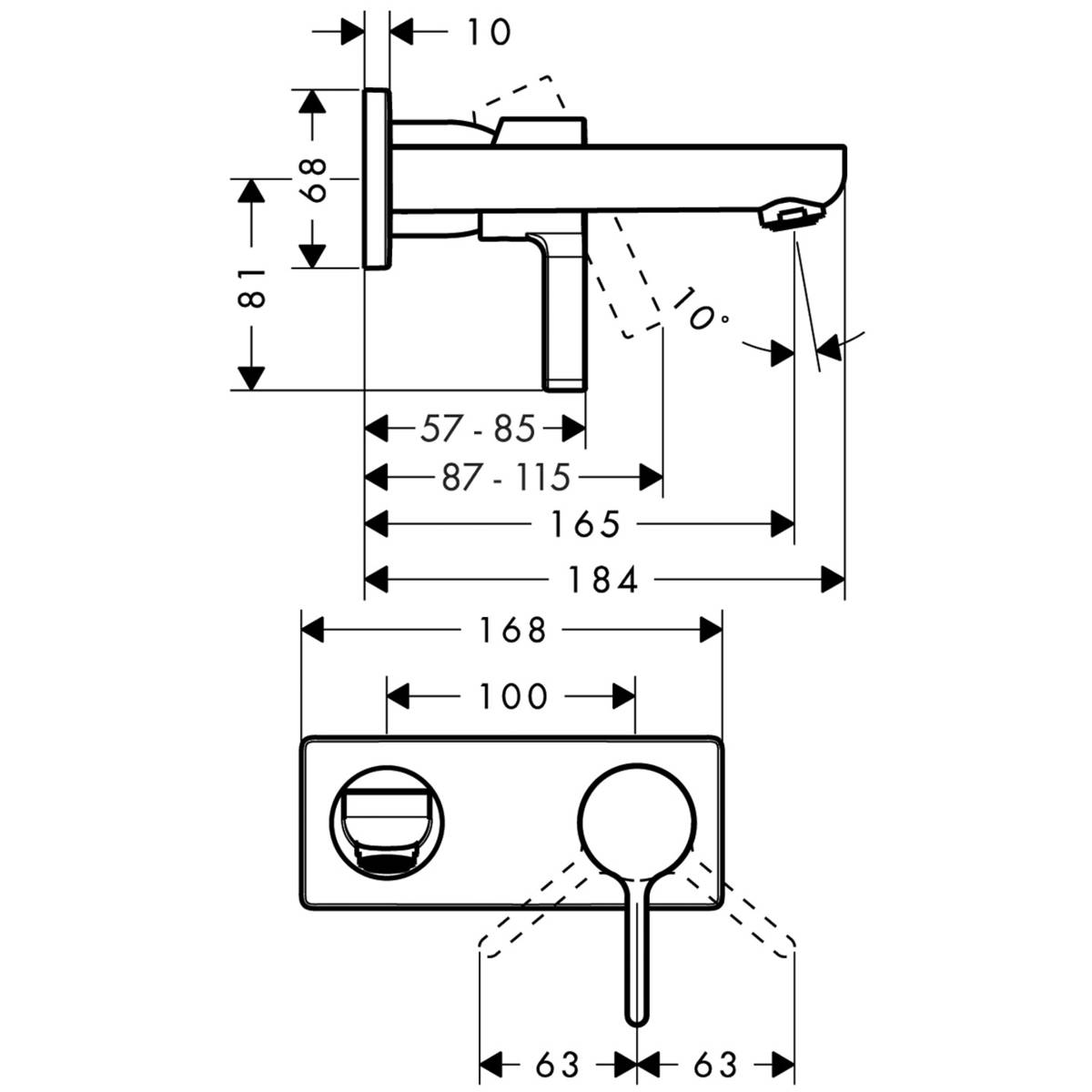 Смеситель Hansgrohe Metris S 31162000 для раковины встраиваемый