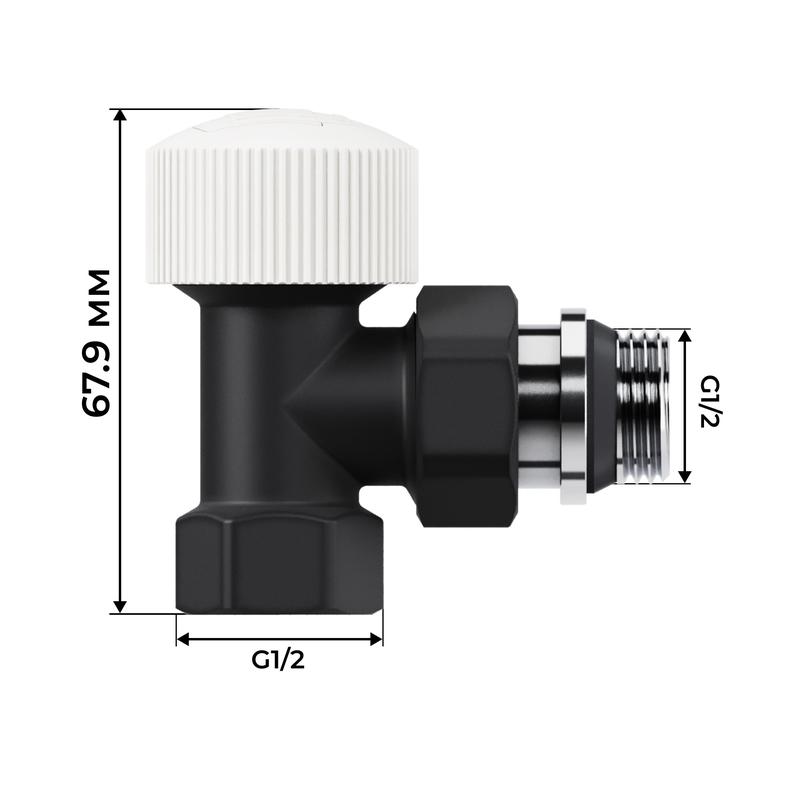 Набор термостатический угловой Design 1/2дюйм М30х1.5 черн. Royal Thermo НС-1640381