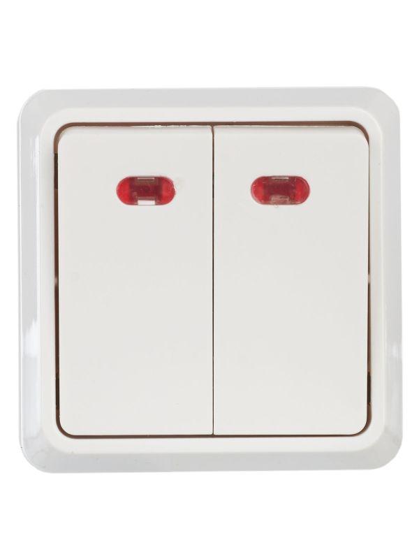 Выключатель 2-кл. ОП Октава 10А IP20 ВС20-2-1-ОБ с индикацией бел. GENERICA EVO21-K01-10-DC