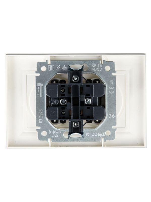 Розетка 2-м СП BRITE РС12-2-БрЖ 10А в сборе без заземл. без защ. шторок жемчуж. IEK BR-R20-10-K36-F