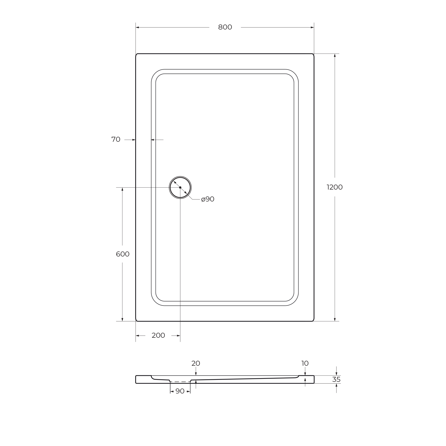 Поддон SMC CEZARES TRAY-M-AH-120/80-35-W