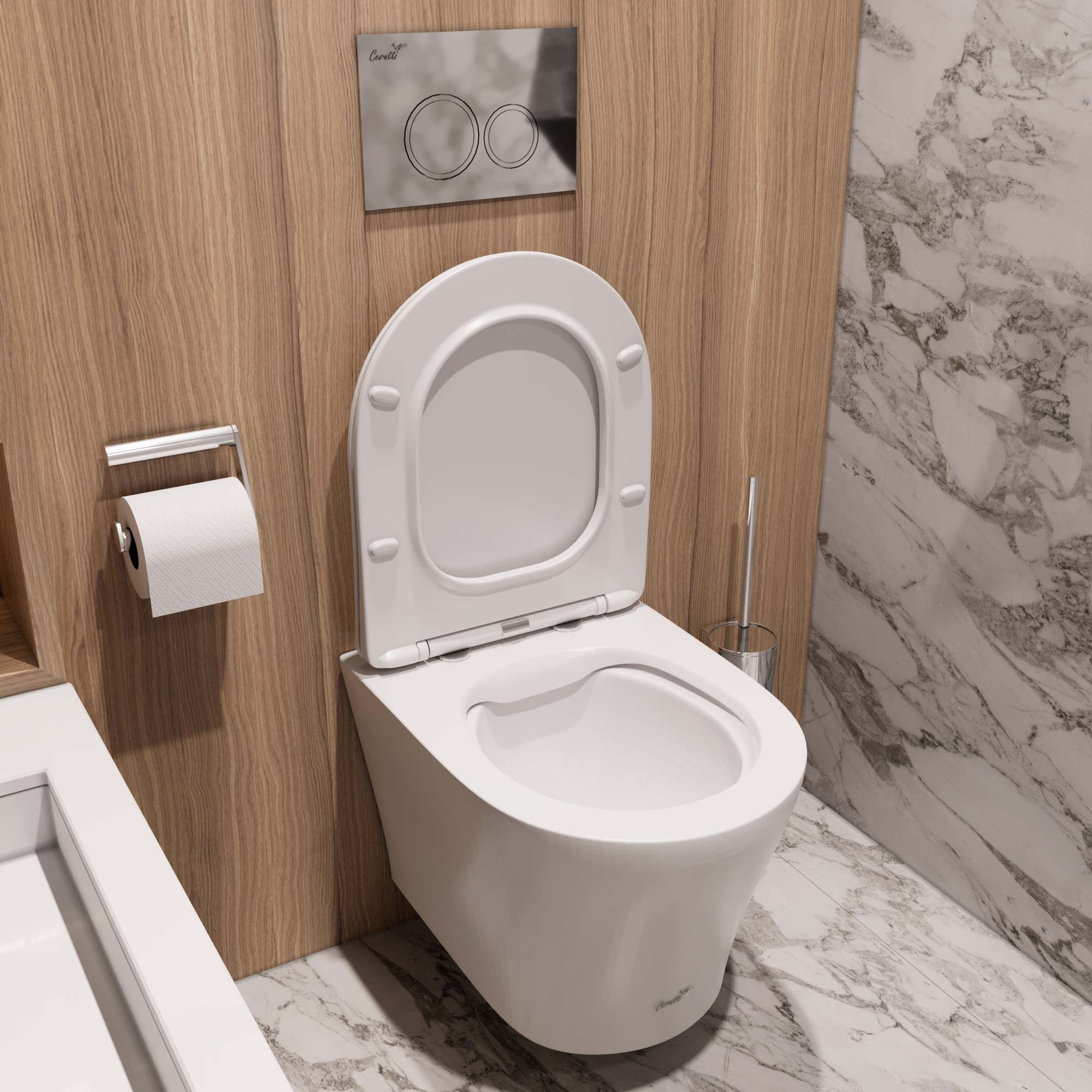 Унитаз ADIGE Aria MW ТЕРМООБЖИГ (не плёнка) подвесной безободковый белый матовый Ceruttispa CT9245 (490х360х355)