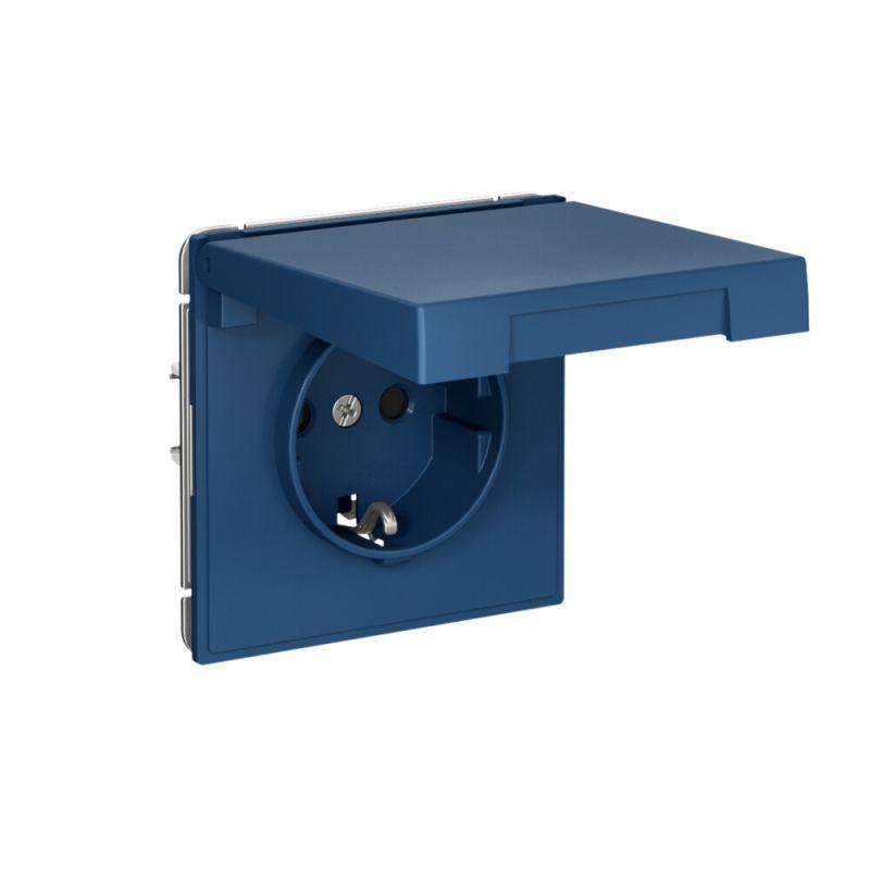 Розетка ArtGallery 16А IP20 с заземл. со шторками с крышкой быстрозажим. клем. механизм аквамарин SE GAL001146S