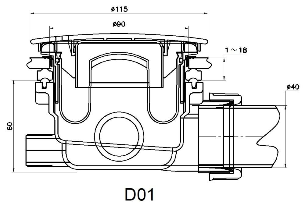 Сифон для душевых поддонов RGW Velplex QYD-01 графит, 39241101-02