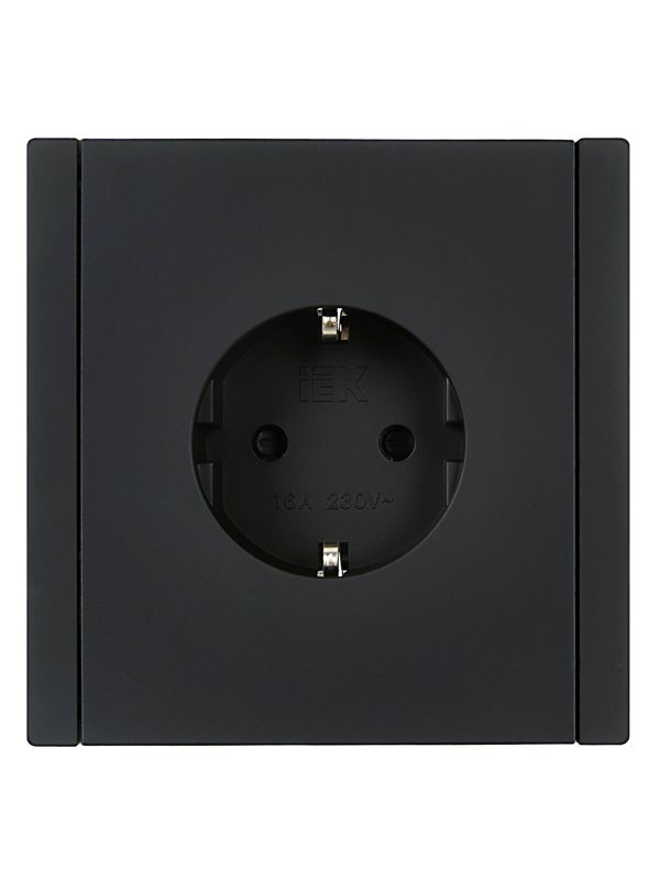 Розетка СП FORTE&PIANO FP113 16А с заземл. защ. шторки безвинт. крепл. черн. IEK FP-R14-16-1-K02