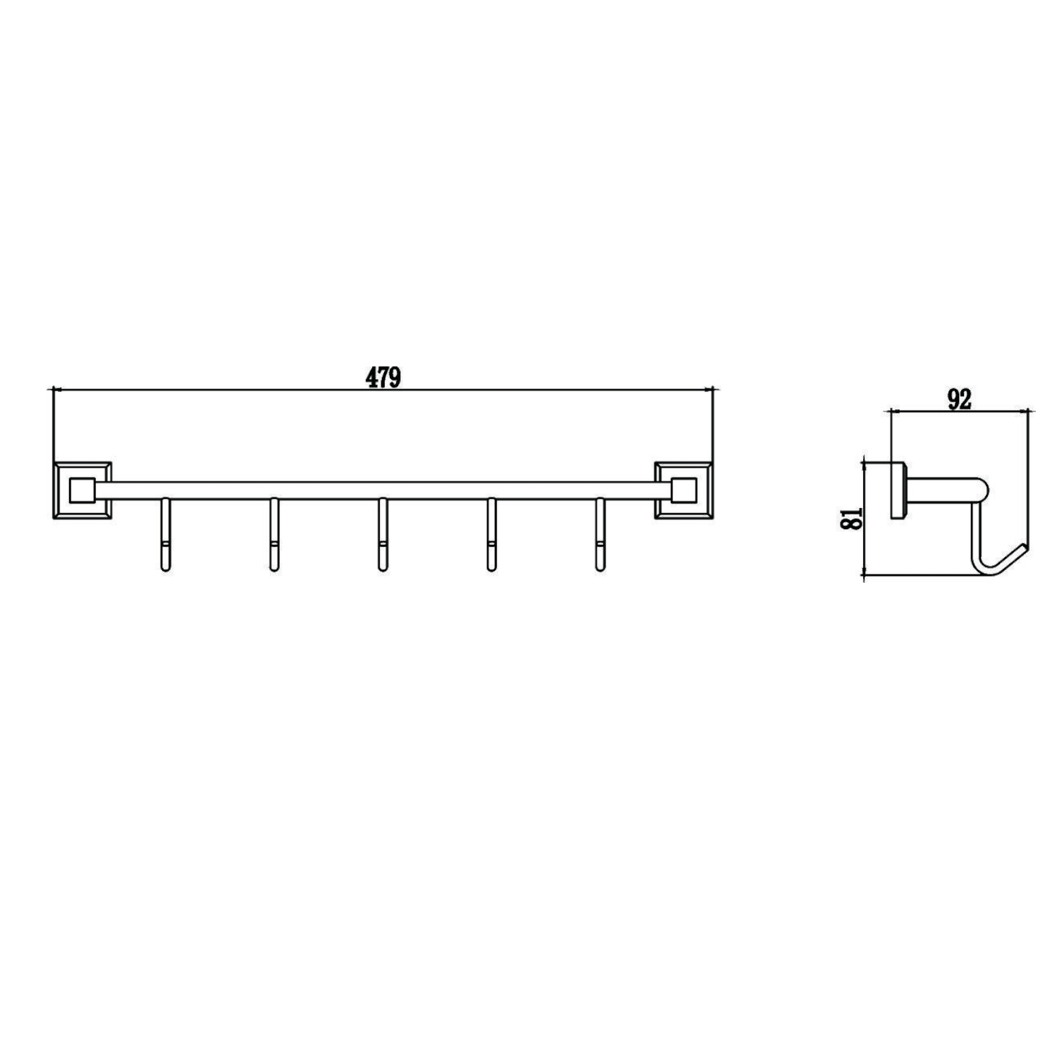 Планка с крючками Savol S-009575, хром