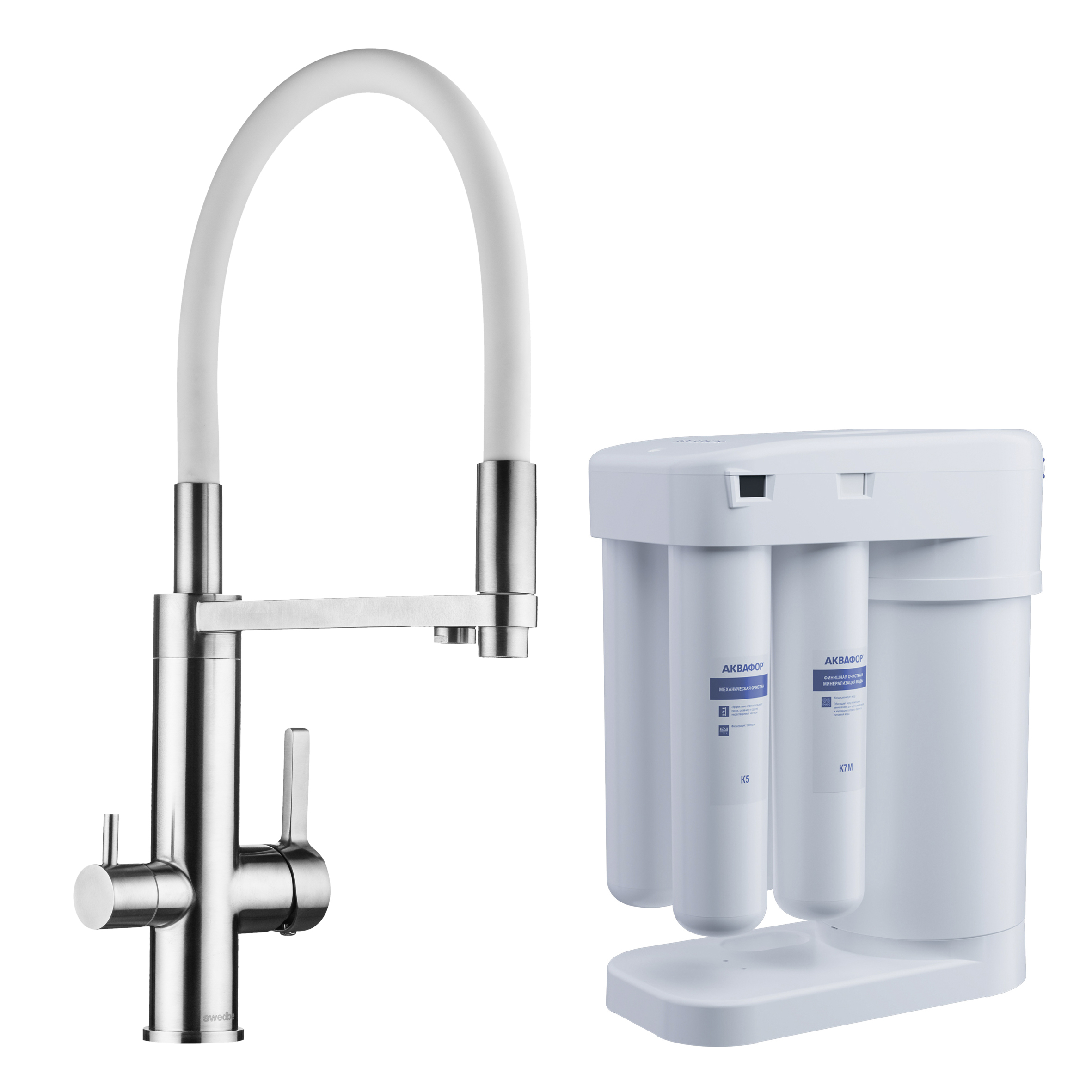 Смеситель для кухни в комплекте с фильтром Аквафор Морион (две упаковки) Swedbe Selene Plus 8441M