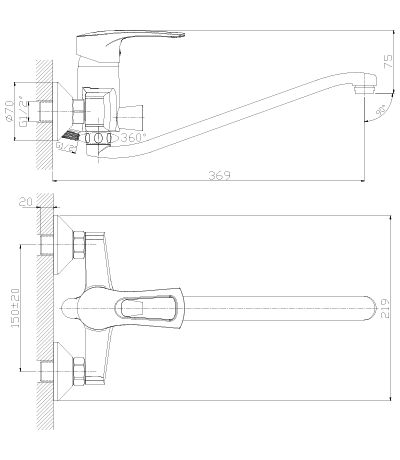 Смеситель для ванны Rossinka T (T40-34)