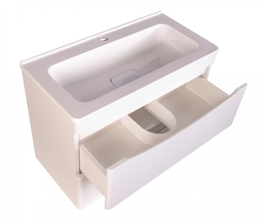 Тумба подвесная "Бергамо мини 70" (2 ящ.) Люкс антискрейтч белый, PLUS