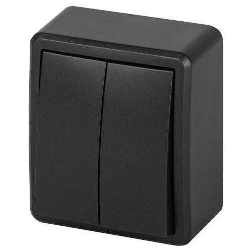 Выключатель 2-кл. ОП Эксперт 11-1204-05 IP20 10АХ-250В антрацит Эра Б0063026