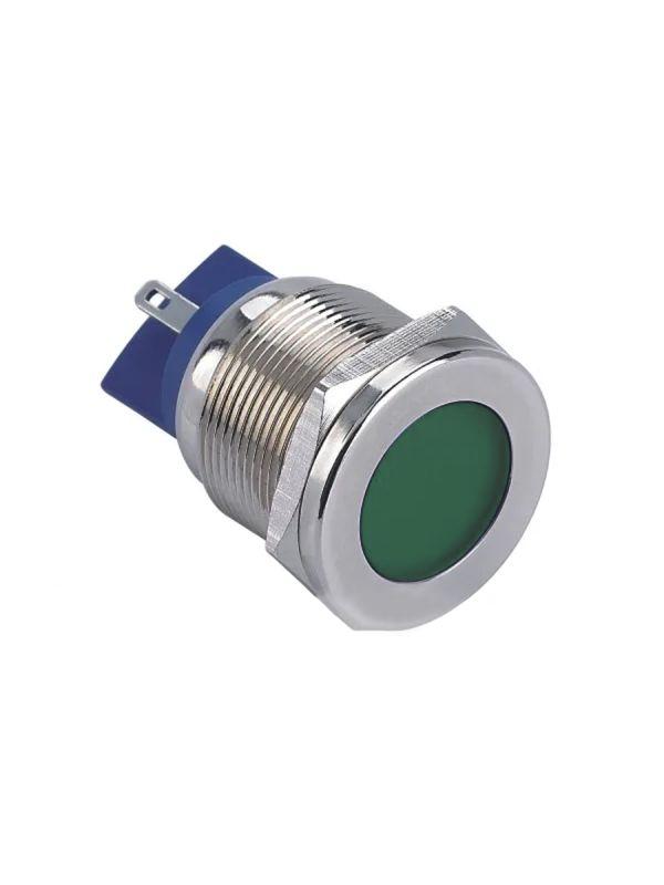 Лампа индикаторная GQ22T-D/L/G/220V/S светодиодная матрица d22мм 220В AC/DC IP67 метал. зел. Электротехник ET020077