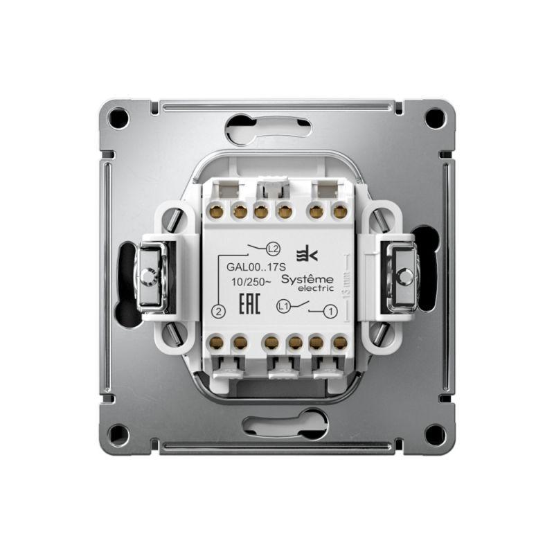 Выключатель кнопочный 2-кл. ArtGallery 10AX быстрозажим. клем. механизм карбон SE GAL001017S