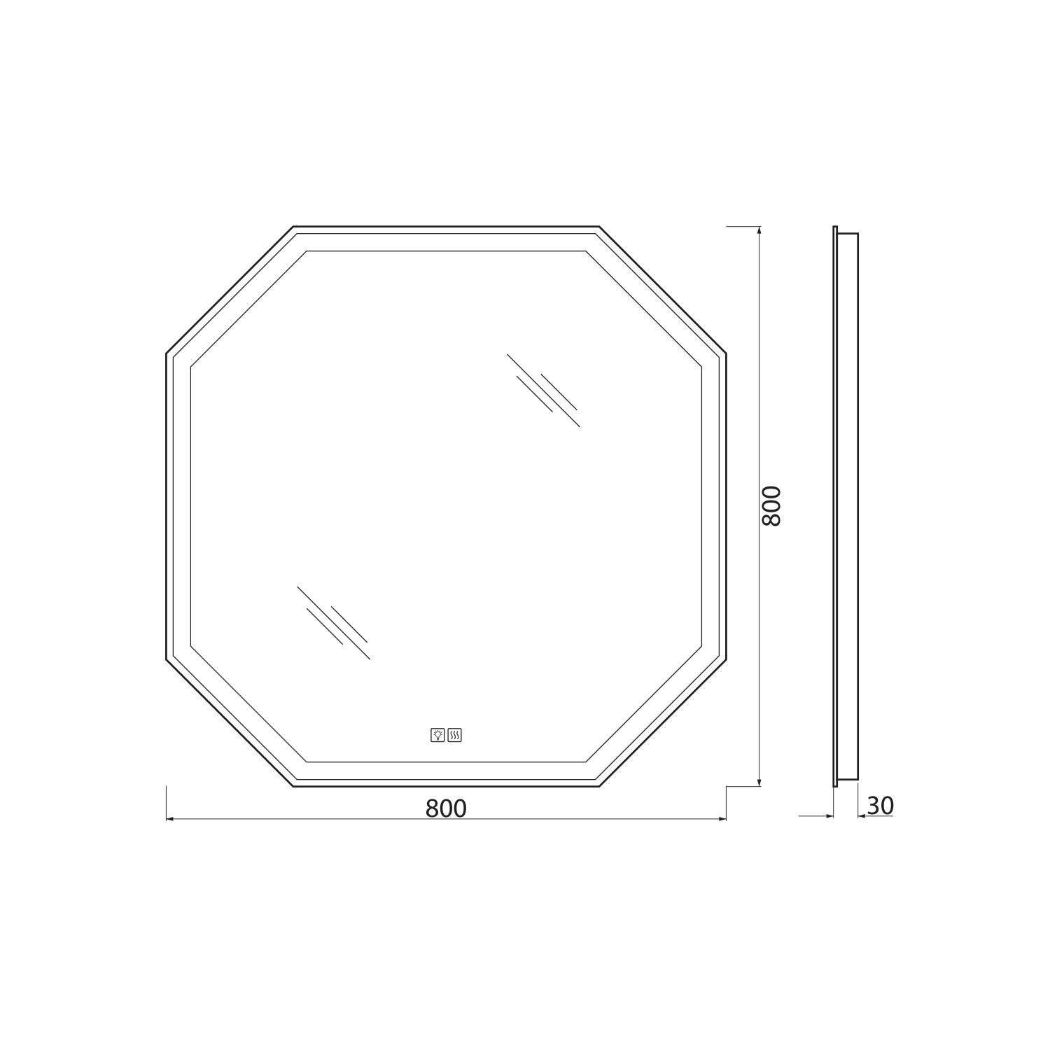 Зеркало BelBagno SPC-OTT-800-800-LED-TCH-WARM