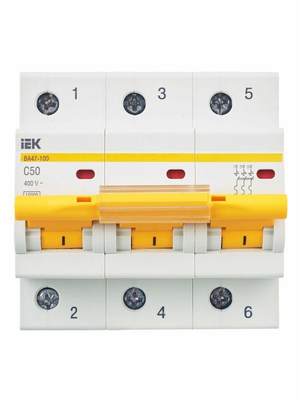 Выключатель автоматический модульный 3п C 50А 10кА ВА47-100 KARAT IEK MVA40-3-050-C
