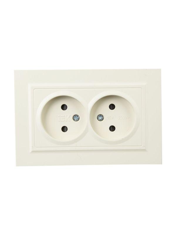 Розетка 2-м СП BRITE РСш12-2-БрКр 10А в сборе без заземл. защ. шторки беж. IEK BR-R23-10-K10-F